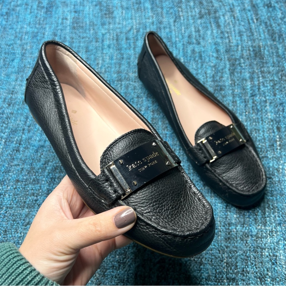 Kate Spade Cheshire Leather Slip On Loafers in Black